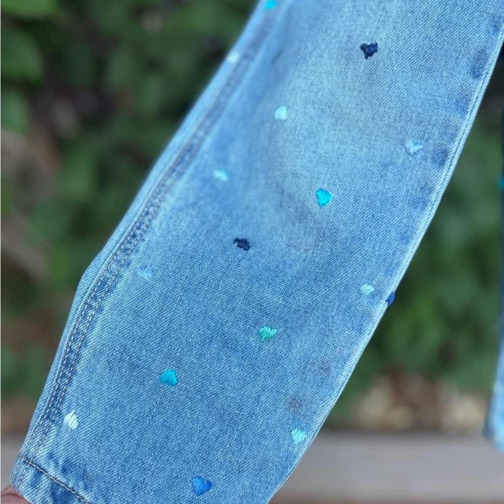 OshKosh B'gosh Denim Overalls with Hand embroidered Heart Details - Picture 4 of 12